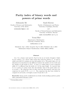Parity index of binary words and powers of prime words
