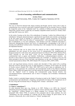 Levels of meaning, embodiment and communication Jordan Zlatev