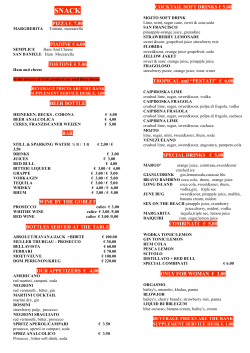 pizza &euro;. 7.00 piadine &euro; 6.00 tostone &euro; 5.00 beer bottle bar wine by