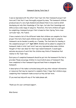 Homework Spring Term Year 4 I was so impressed with the effort