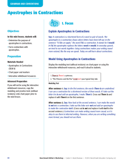 Apostrophes in Contractions - Benchmark Writer`s Workshop