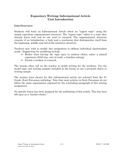 Expository Writing: Informational Article Unit Introduction