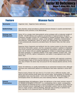 Factor XII Deficiency - VCU Department of Pathology