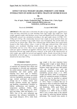 EFFECT OF EGG WEIGHT GRADES, POROSITY AND THEIR