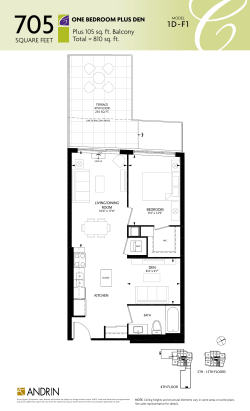 Plus 105 sq. ft. Balcony Total = 810 sq. ft.