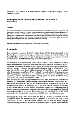 Lexico-grammatical Compound Units and their Elaboration