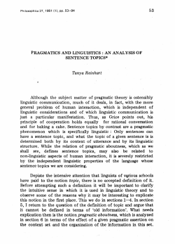 Pragmatics and Linguistics
