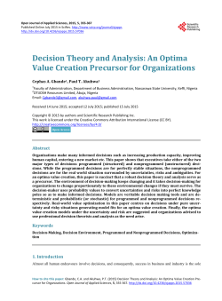 Decision Theory and Analysis - Scientific Research Publishing