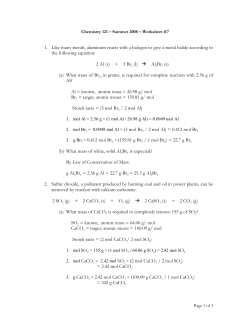 Chemistry 121 &ndash; Winter 2008 &ndash; Worksheet #5