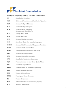 Acronyms Frequently Used by The Joint Commission