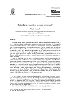 Rethinking context as a social construct