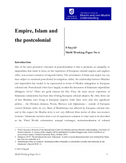 Empire, Islam and the postcolonial