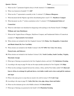 Quarter 1 Review Name: 1. What was the 1 permanent English