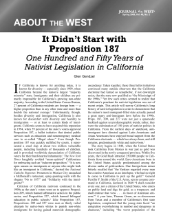ABOUT THE WEST: It Didn`t Start with Proposition 187: One