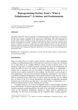 Aaron Aquilina- Reprogramming Destiny: Kant`s