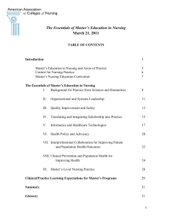 The Essentials of Master`s Education in Nursing