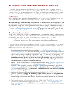 AP English Literature and Composition Summer Assignment