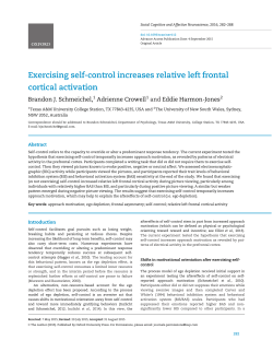 Exercising self-control increases relative left