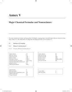 Major Chemical Formulae and Nomenclature
