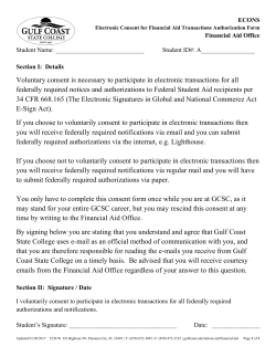Electronic Consent for Financial Aid Transactions Authorization Form