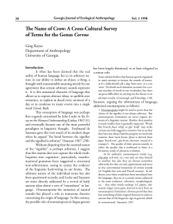The Name of Crow: A Cross-Cultural Survey of