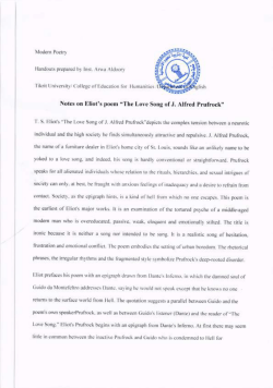 Notes on Eliot`s poem "The Love song of J. Alfred prufrock"