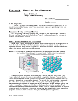 Exercise 10 - Mineral and Rock Resources