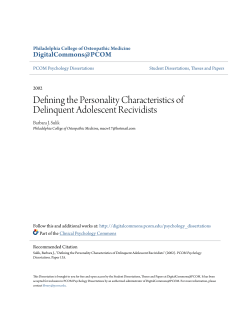 Defining the Personality Characteristics of Delinquent Adolescent