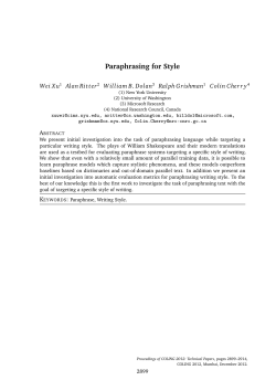Paraphrasing for Style - Association for Computational Linguistics
