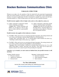 PARALLEL STRUCTURE For More Information