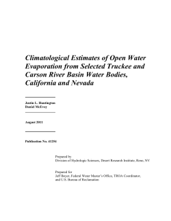 Climatological Estimates of Open Water Evaporation from Selected