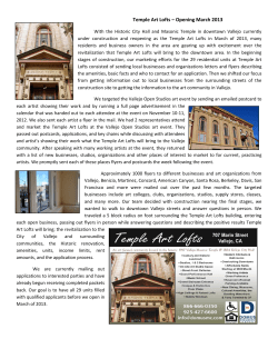 Temple Art Lofts – Opening March 2013