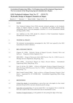 GEO Technical Guidance Note No. 27 (TGN 27) Hydraulic Design of