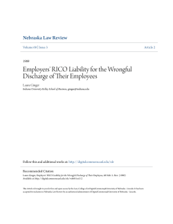 Employers` RICO Liability for the Wrongful Discharge of Their