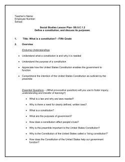 Social Studies Lesson Plan- SS.5.C.1.2 Define a