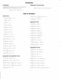 Integration Table From the back of your book