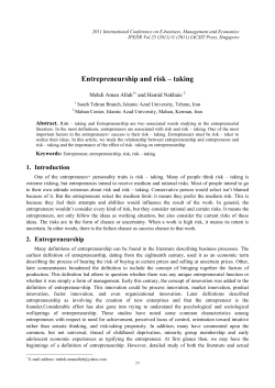 Entrepreneurship and risk &ndash; taking