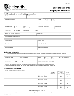 Enrolment Form Employee Benefits