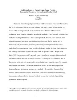 Modifying Baayen: Can a Corpus Count Provide