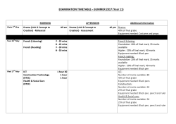 EXAMINATION TIMETABLE &ndash; SUMMER 2017 (Year 11)