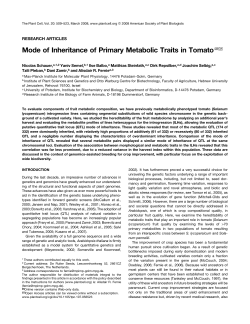 Mode of Inheritance of Primary Metabolic Traits in