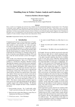 Modelling Irony in Twitter: Feature Analysis and Evaluation