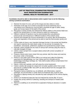 Practical procedure list - South African Veterinary Council