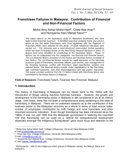 Franchisee Failures in Malaysia: Contribution of Financial and Non