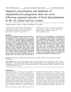 Impaired remyelination and depletion of oligodendrocyte
