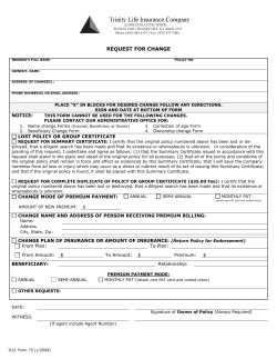 Change Form 75 - First Trinity Financial Corporation