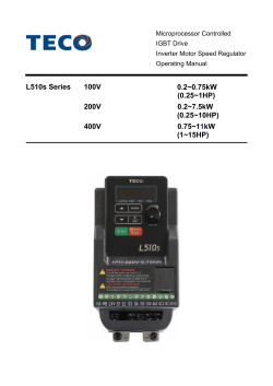 L510s Series 100V 200V 400V 0.2~0.75kW (0.25~1HP) 0.2~7.5kW