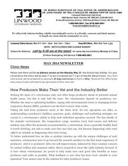 May 2014 - Linwood Veterinary Services