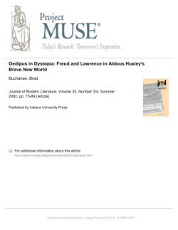 Oedipus in Dystopia: Freud and Lawrence in Aldous Huxley`s Brave