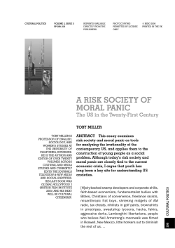 a risk society of moral panic - Penelope Ironstone